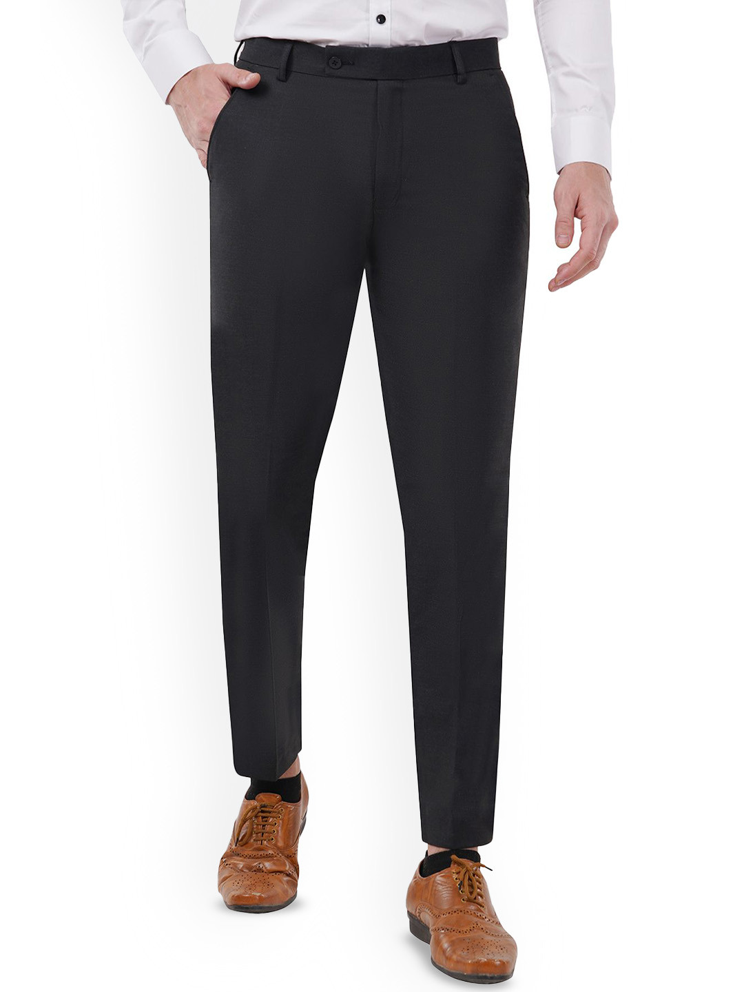 MARK LEWIS Men Tailored Relaxed Fit Mid-Rise Pleated Formal Trousers