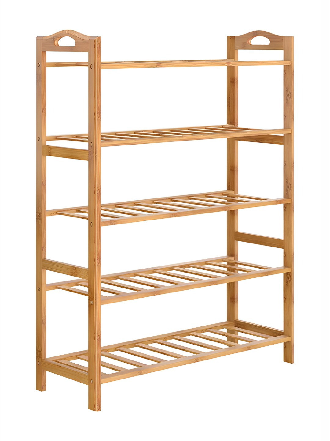HOKIPO Brown Bamboo 5-Tier Shoe Rack