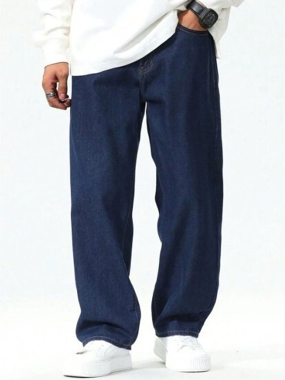 Podge Men Non Stretchable Mid-Rise Baggy Jeans
