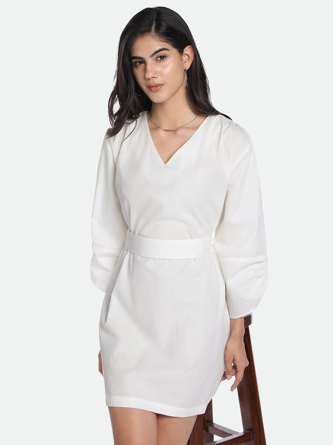 DL Woman Cotton V-Neck Sheath Mini Dress