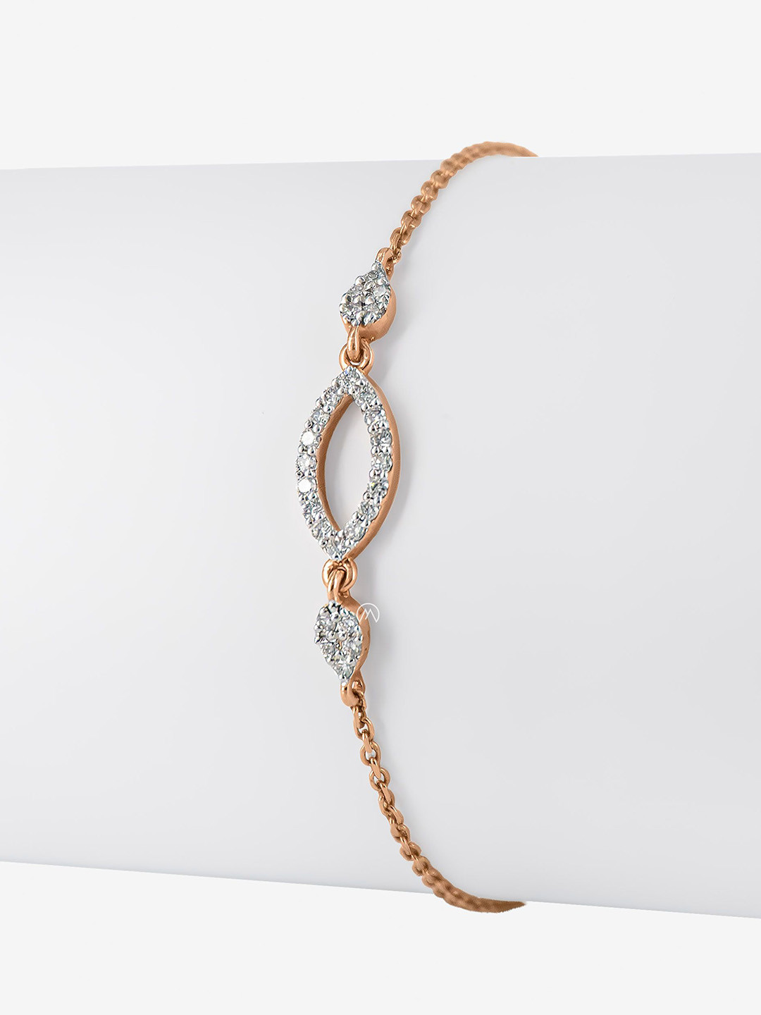 MAIORA Women Marquise Link 0.21CT Diamond Bracelet 14Kt Rose Gold 1.6gm
