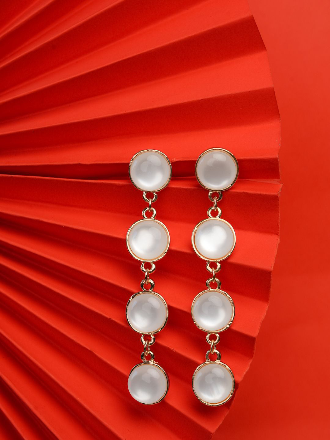 Zeraki Jewels Kruti Rose Gold-Plated Contemporary Shaped Drop Earrings