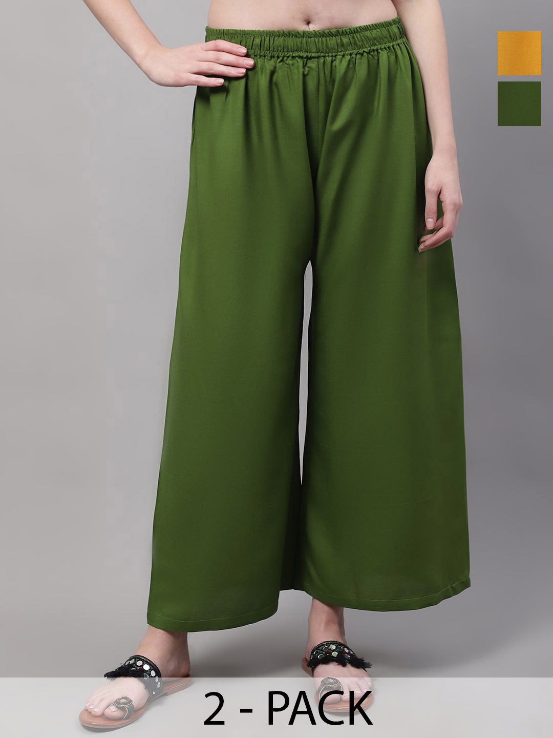 Valles365 by S.C. Women Pack Of 2 Flared Ethnic Palazzos