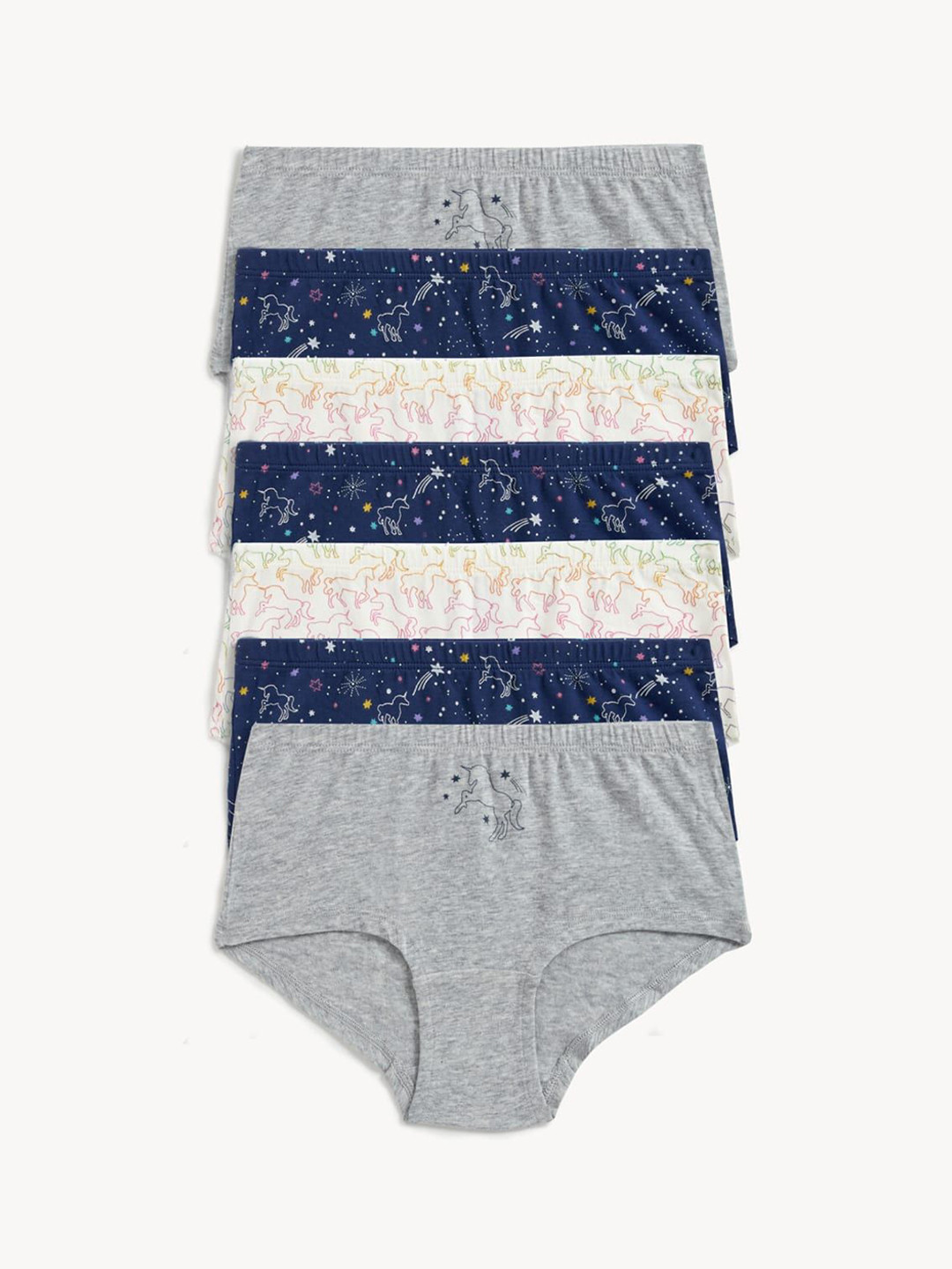 Marks & Spencer Girls Pack Of 7 Printed Briefs - T711908DNAVY MIX_1