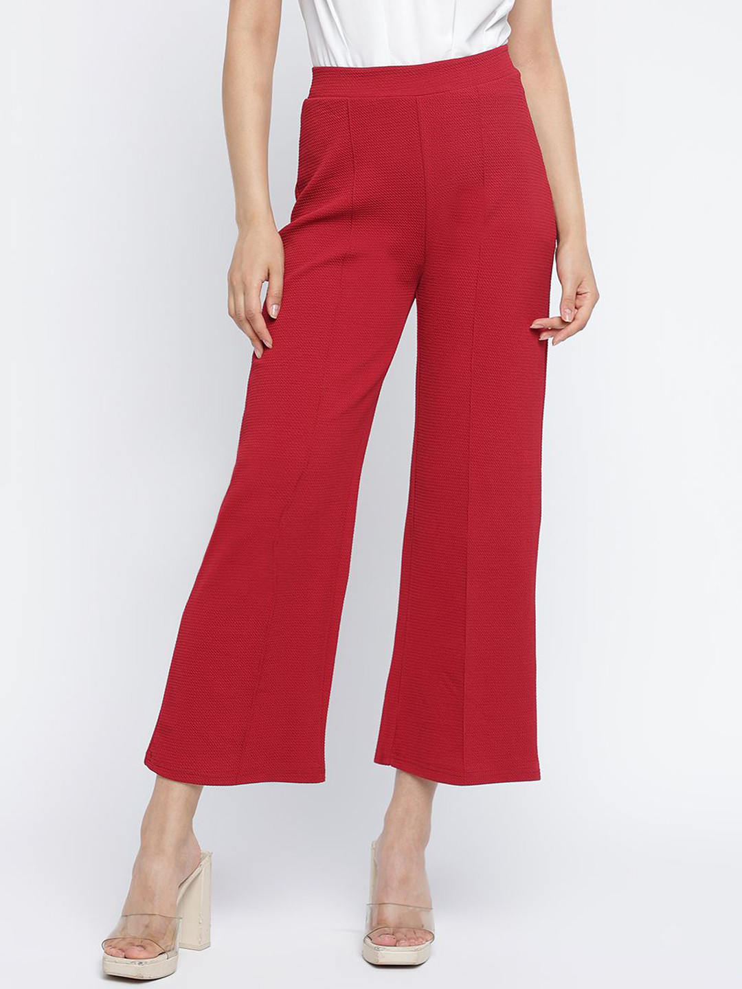 DressBerry Women Regular Fit Mid-Rise Cropped Bootcut Trousers