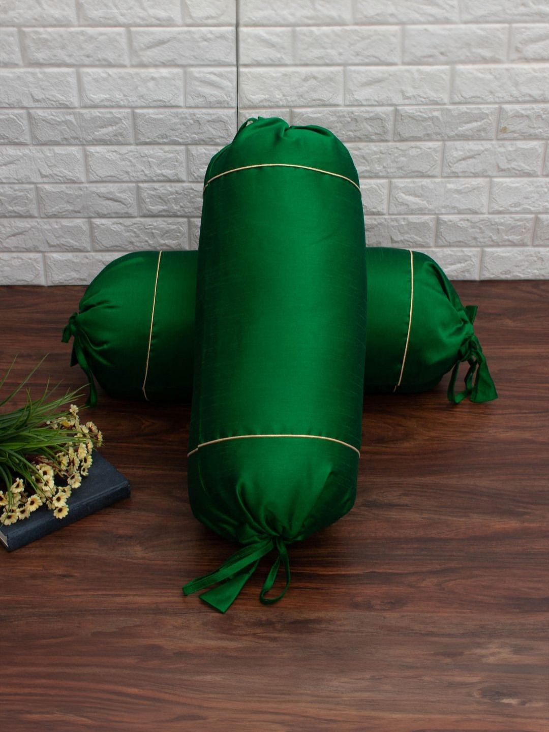 RoyalDeco 2-Pcs Green BolsterCovers