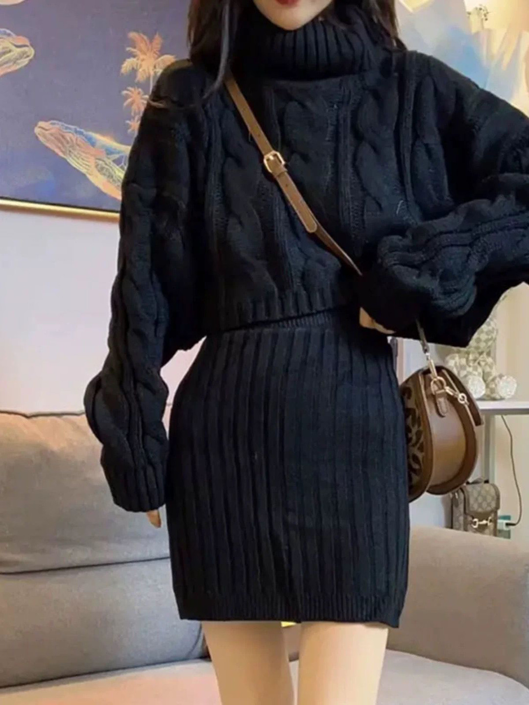 Miss Mosa By Akanksha  Black Vienna Premium Winter Skirt Pure Wool Co-Ord Set