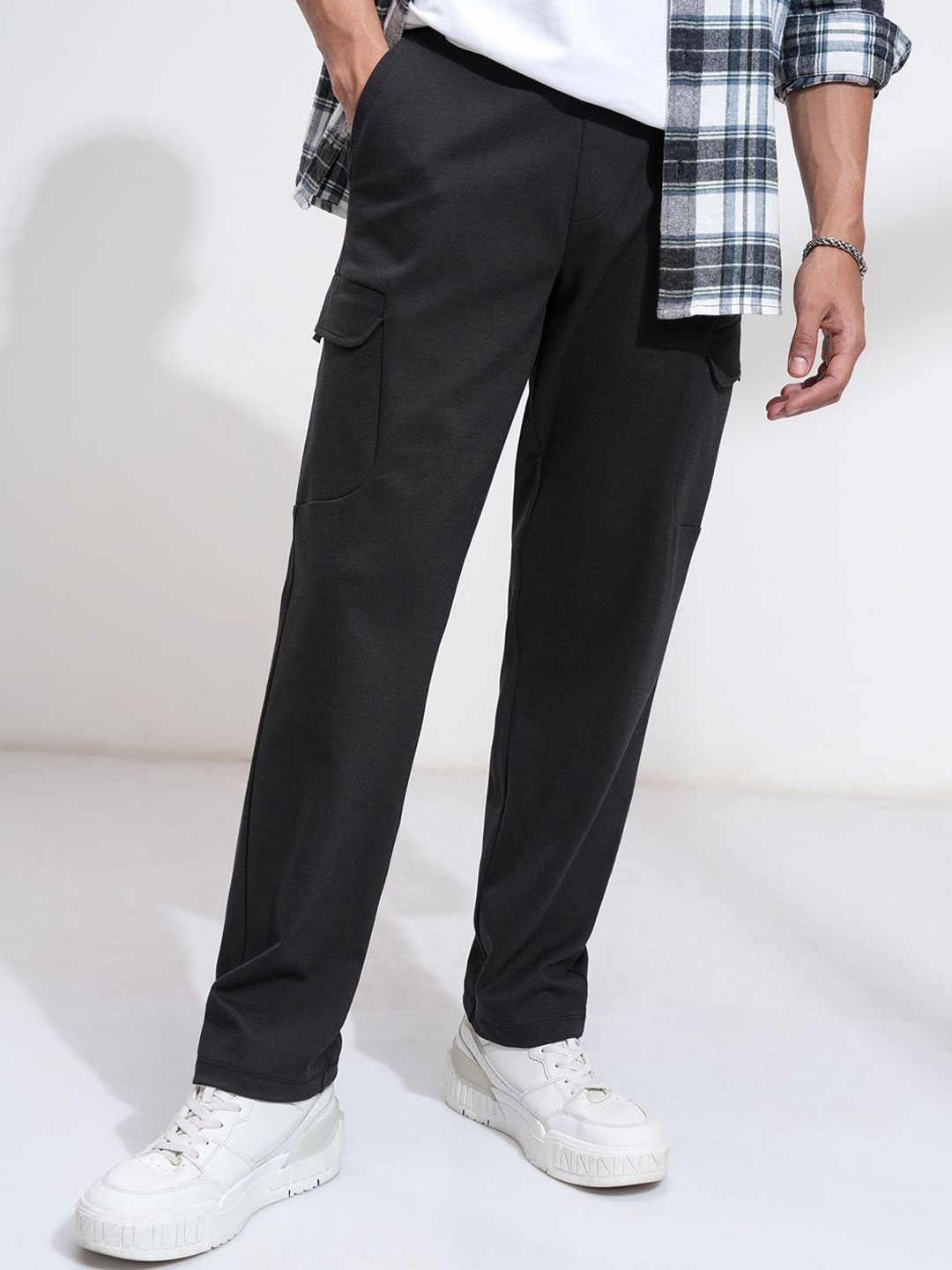 HIGHLANDER Men Relaxed Fit Cut Sew Cargo Pocket Knitted Trouser