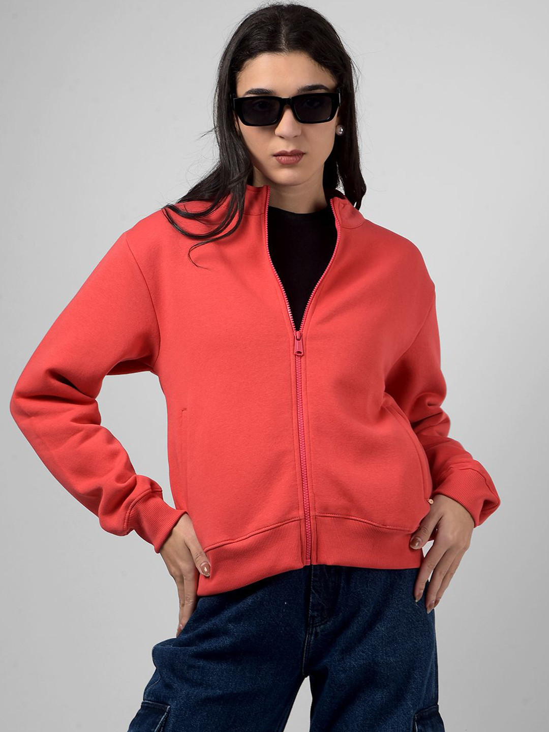 Numero Uno Women Mock Collar Rapid-Dry Front-Open Sweatshirt