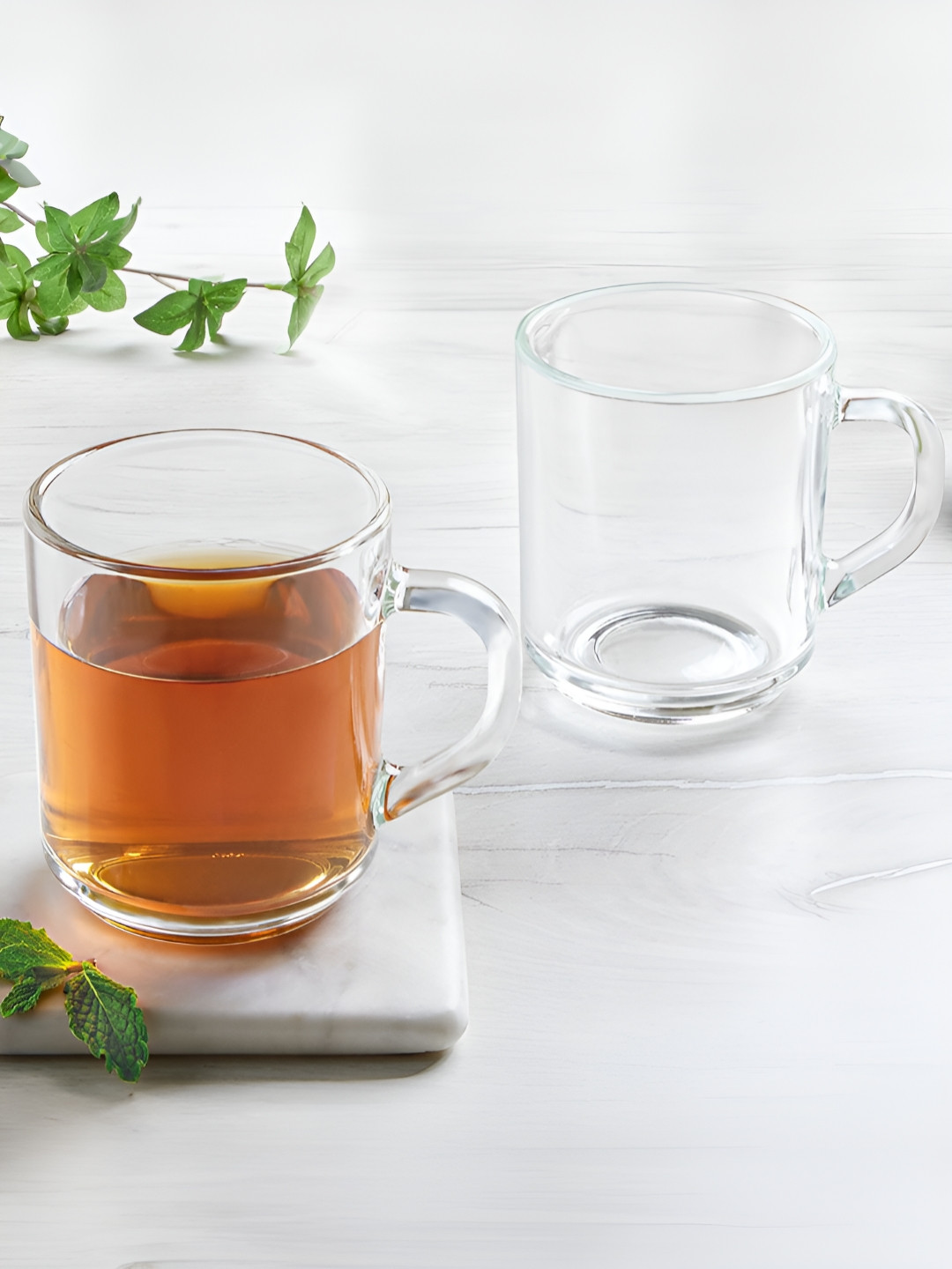 BOROSIL Serene Set Of 2 Transparent Borosilicate Glass Mugs Set