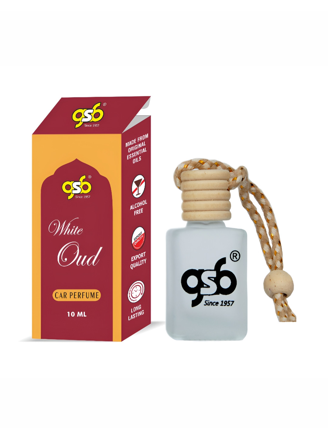 GSB Transparent White Oud Hanging Car Air Freshener-10ml