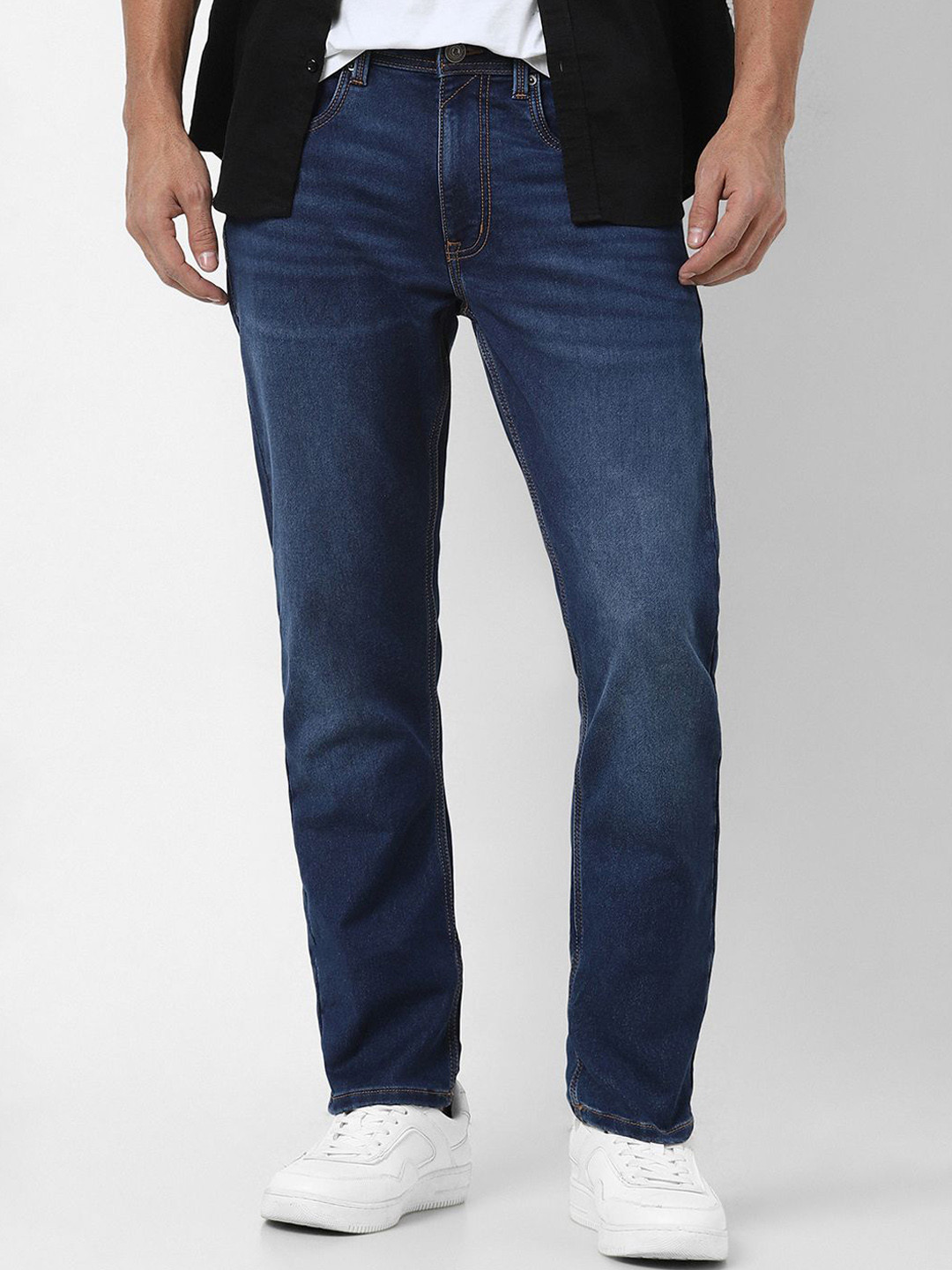 Peter England Casuals Men's Carrot Slim Fit Light Fade Jeans