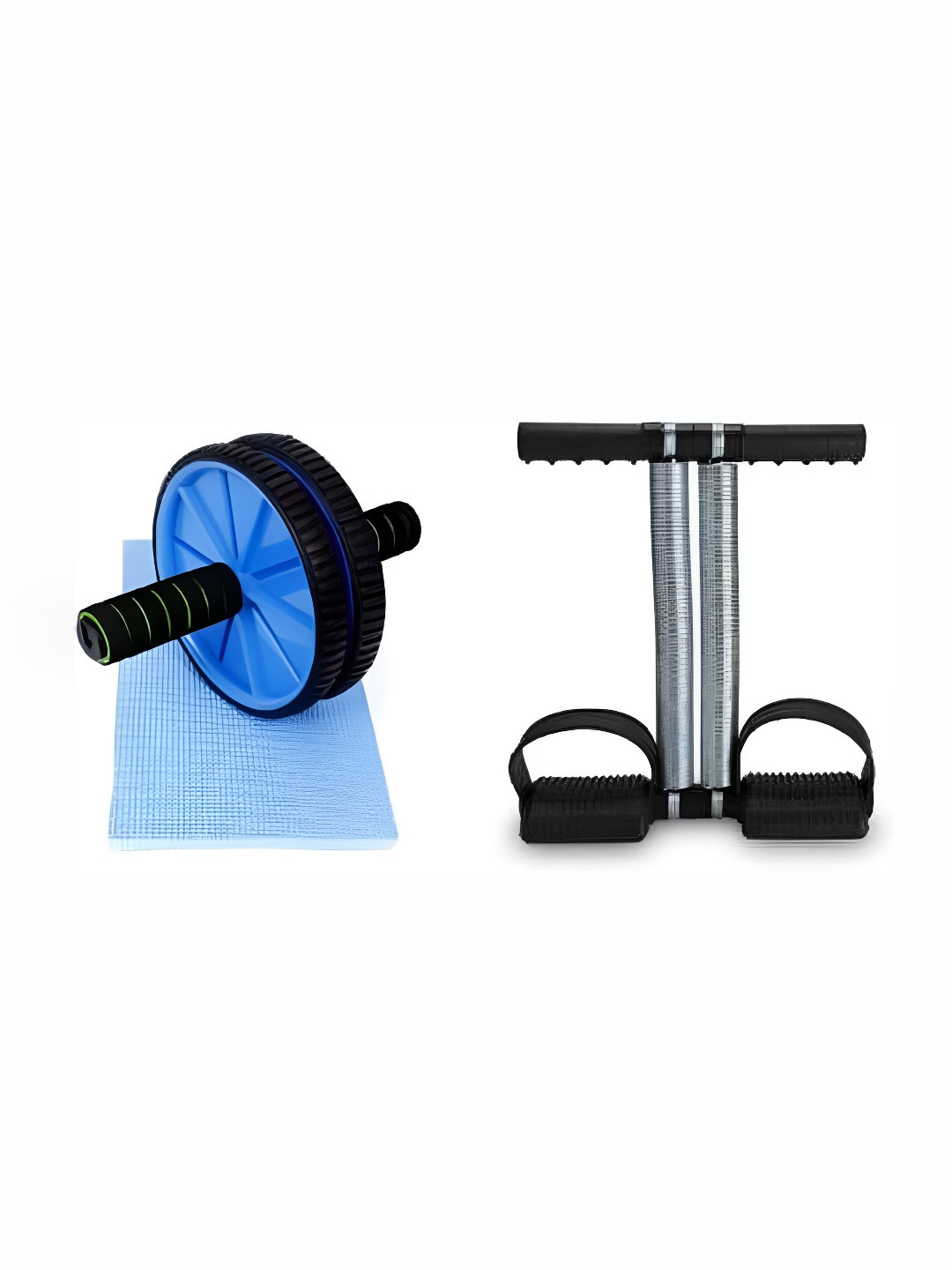 YMD Set Of 2 Black & Blue AB  Wheel Roller & Tummy Trimmer