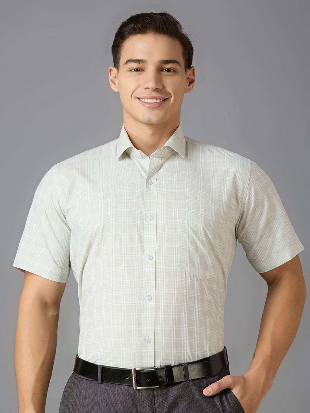 MARK & ALBERT Men Regular Fit Spread Collar Windowpane Checks Formal Shirt