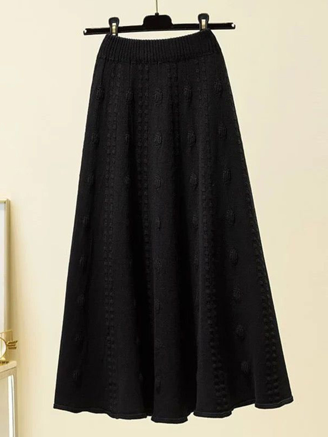 Miss Mosa By Akanksha  Women Black Semeah Statement Woolen Pleated Skirt