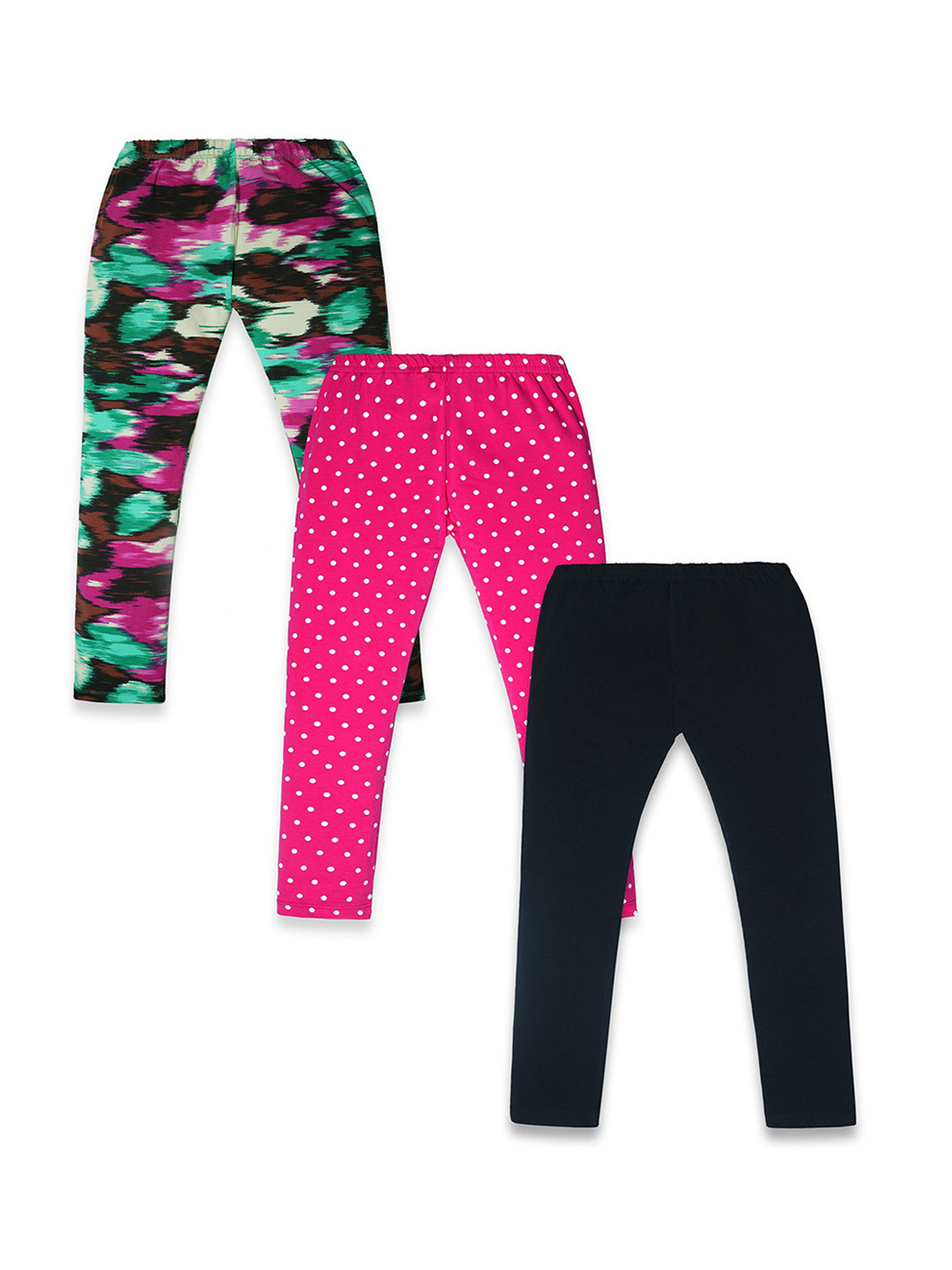 Nino Togs Girls Pack Of 3 Printed  Cotton Lycra Full Length Leggings