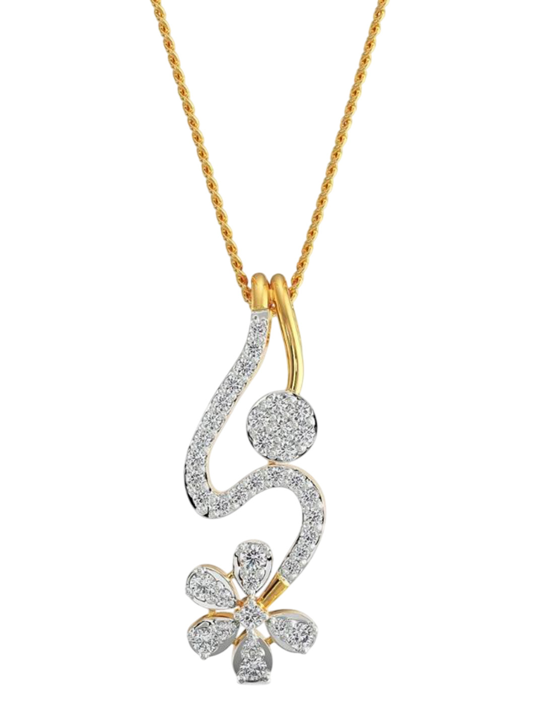 Emori Floral Drop Lab Diamond Pendant in 18KT Gold