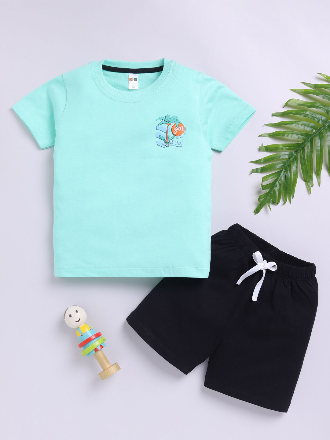LITTLE NINJA Boys Round Neck Pure Cotton T-Shirt With Shorts