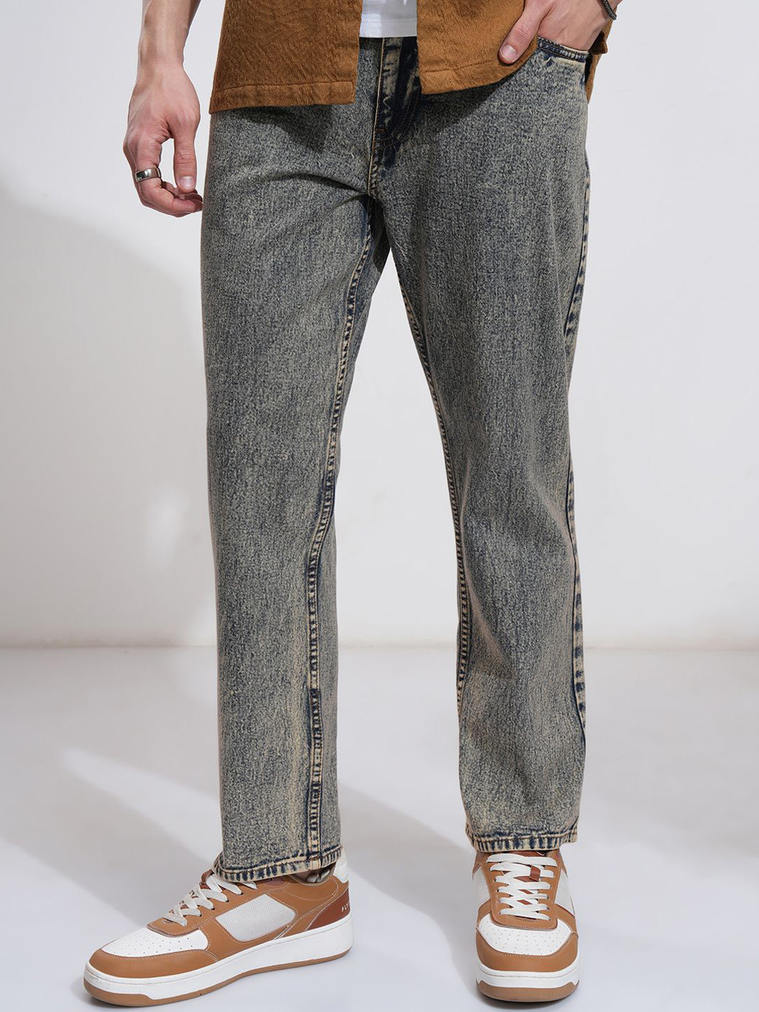 HIGHLANDER Men High Rise Tape Fit S dard Length Jeans