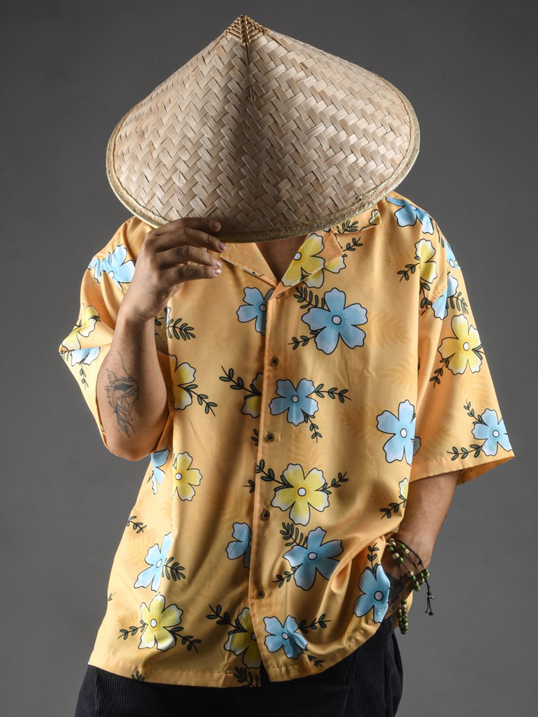 Xenpachi Men One Piece Anime Herbs & Spices Printed Oversize Drop Shoulder Hawaiian Shirt