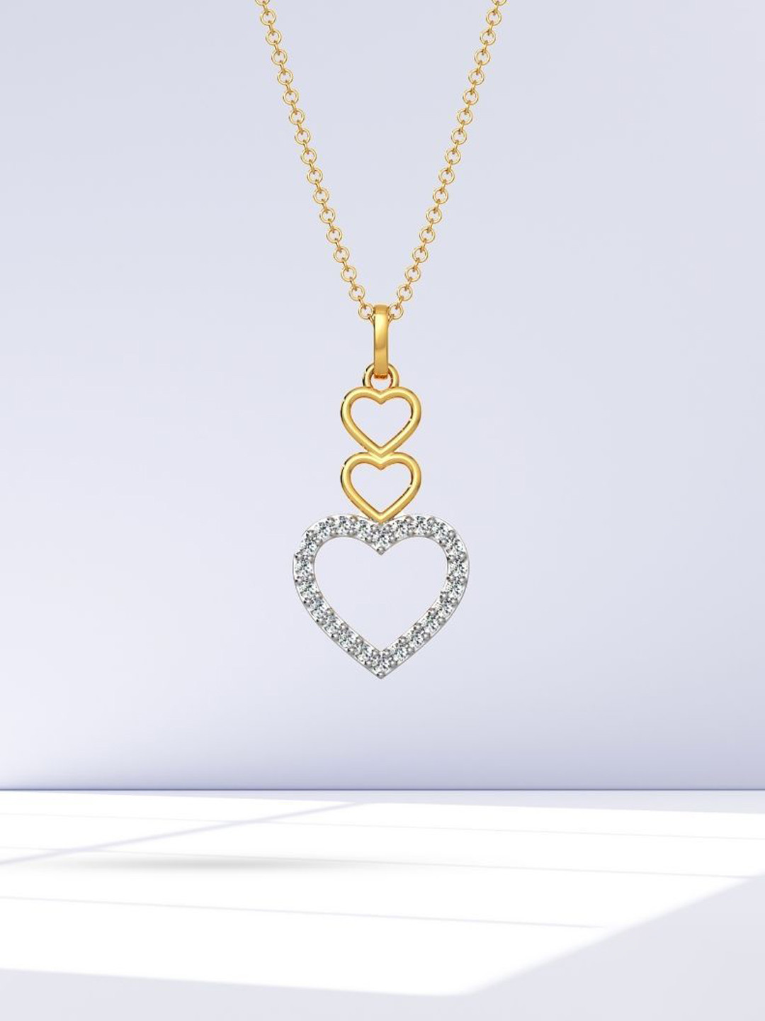 Emori Connected Hearts Lab Diamond in 14KT Gold Pendant