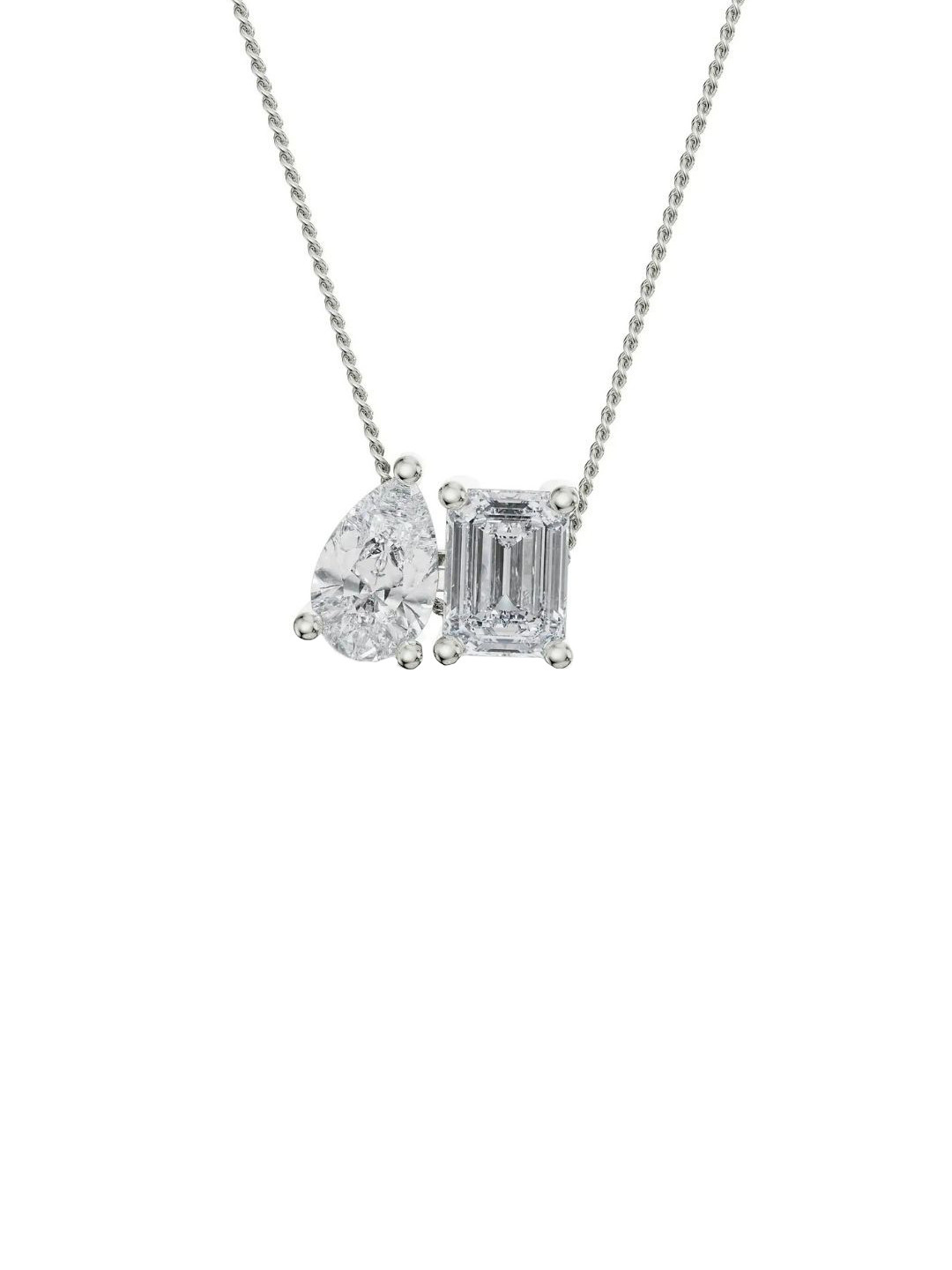 Emori Two Stone Lab Diamond Pendant in 18KT Gold