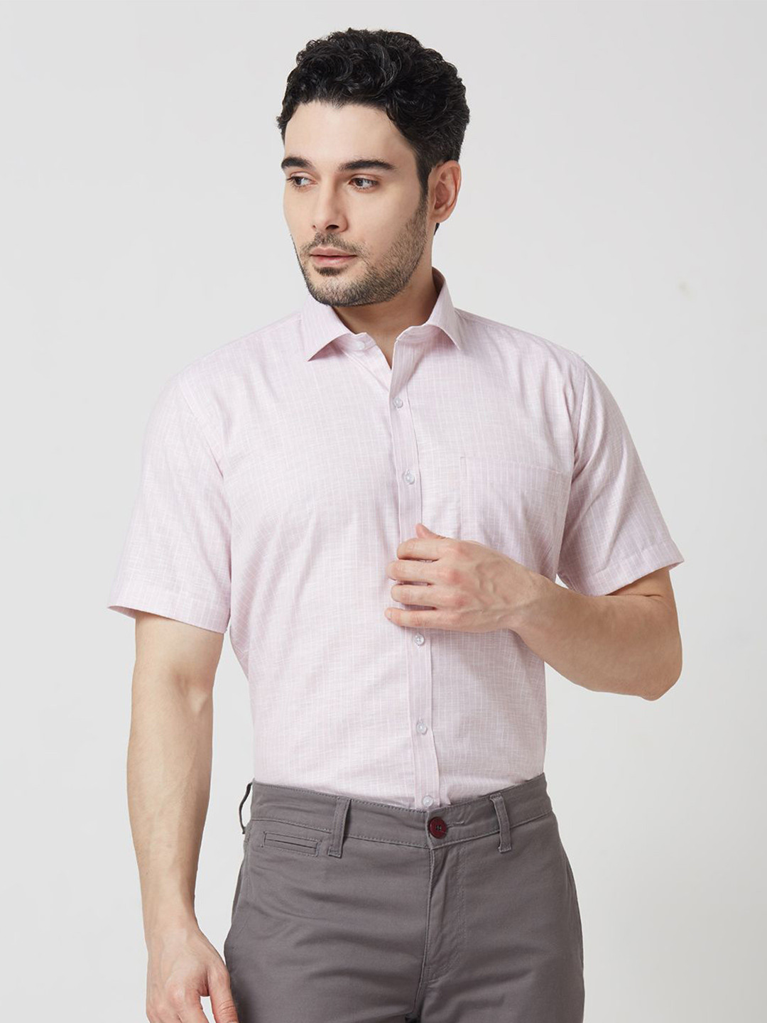 MARK & ALBERT Men Regular Fit Spread Collar Pinstriped Formal Shirt