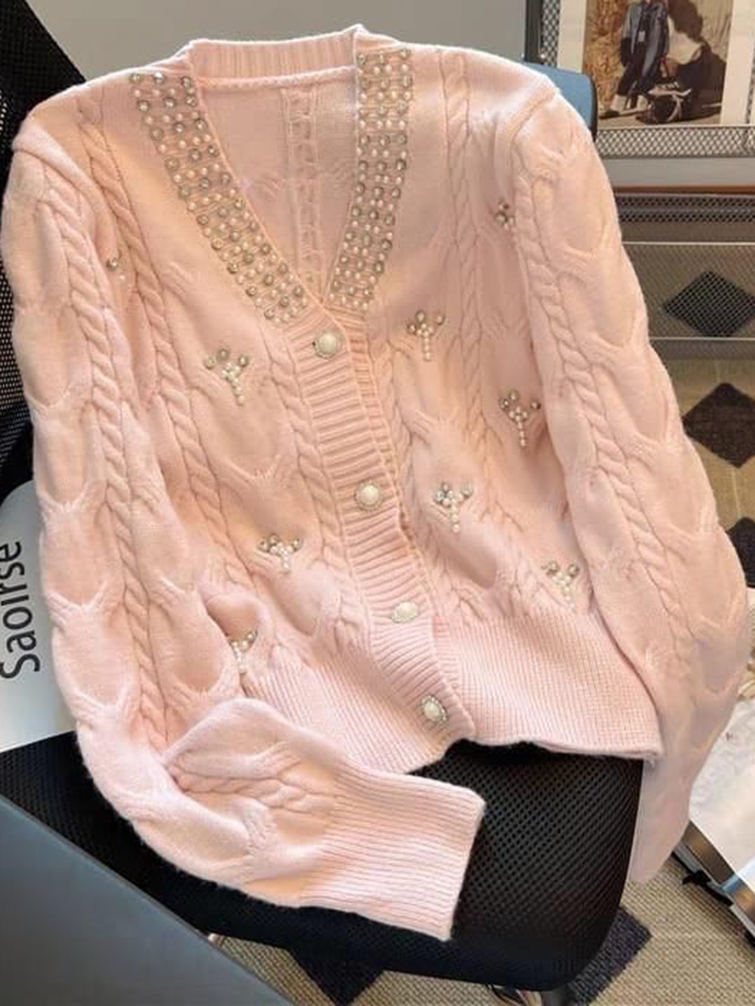 Miss Mosa By Akanksha  Women Pink Ella Embellished Luxe Sweater