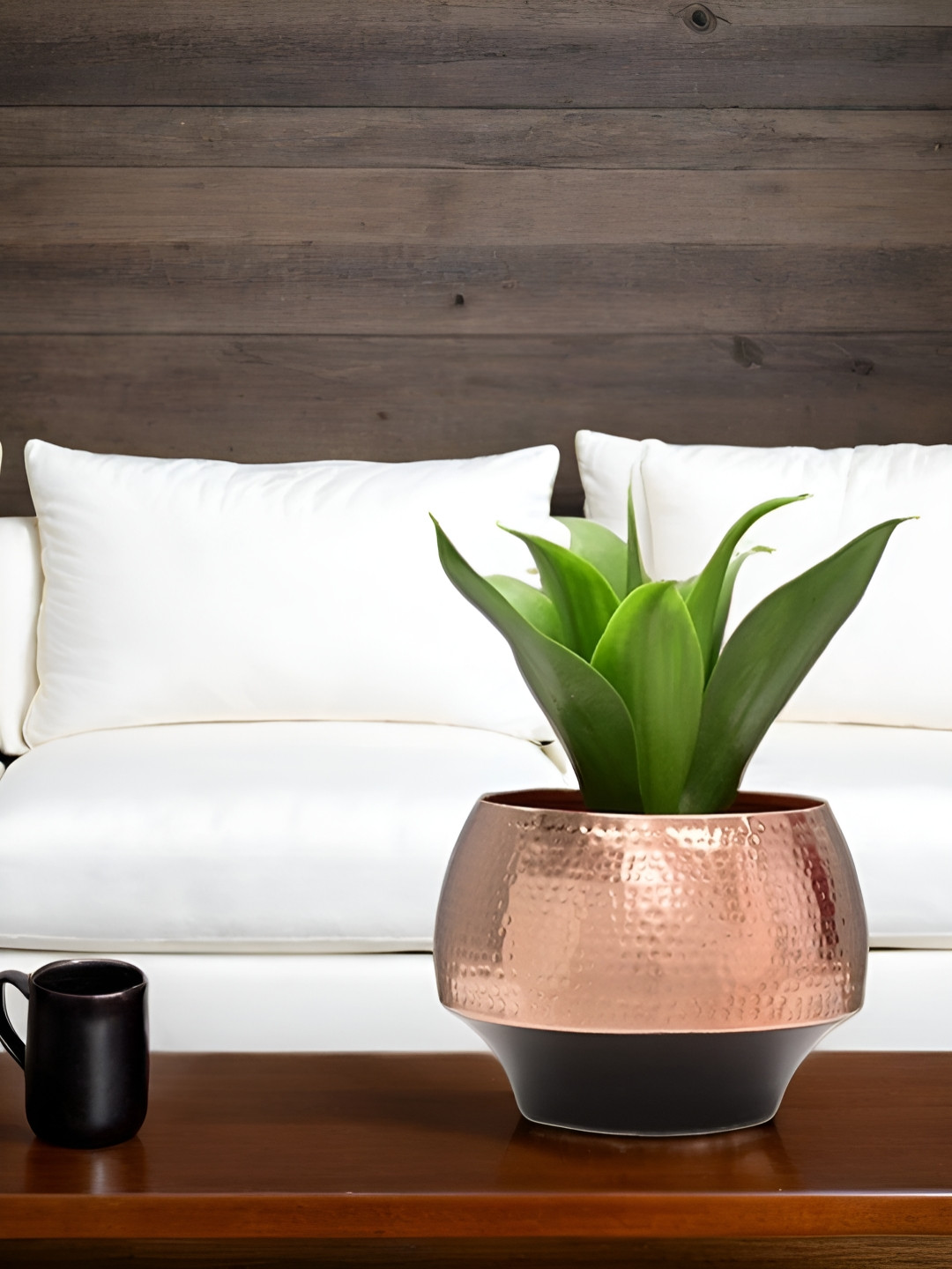 Royaloak Black And Rose Gold-Toned Textured Table Planter