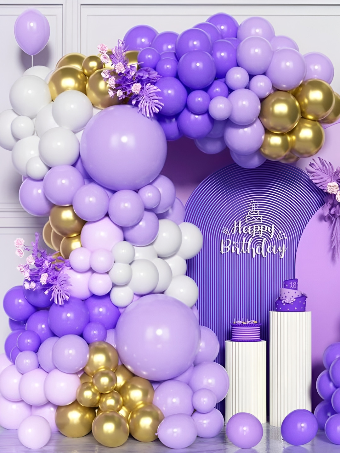 Special You 52-Pcs White & Purple Balloon Happy Birthday Dcor