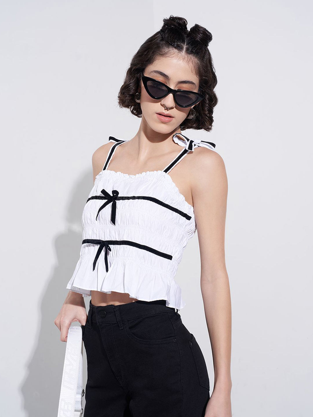 SF JEANS by Pantaloons Women Shoulder Straps Cotton Crop Top