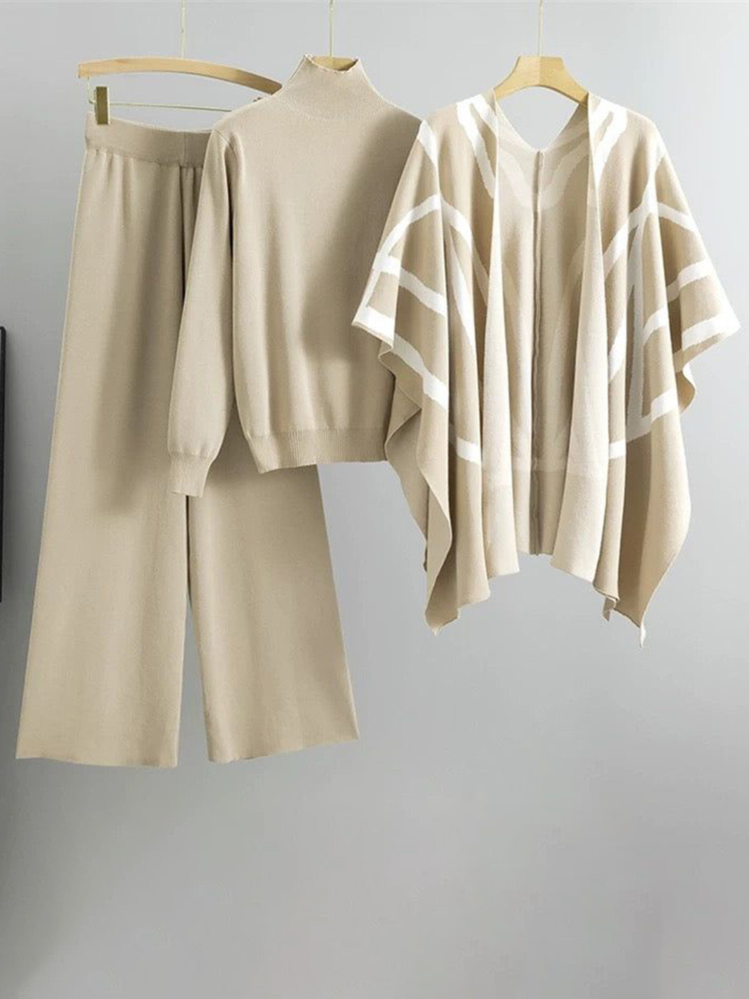 Miss Mosa By Akanksha  Women Beige Dory Luxe Winter Coord Set With Cape