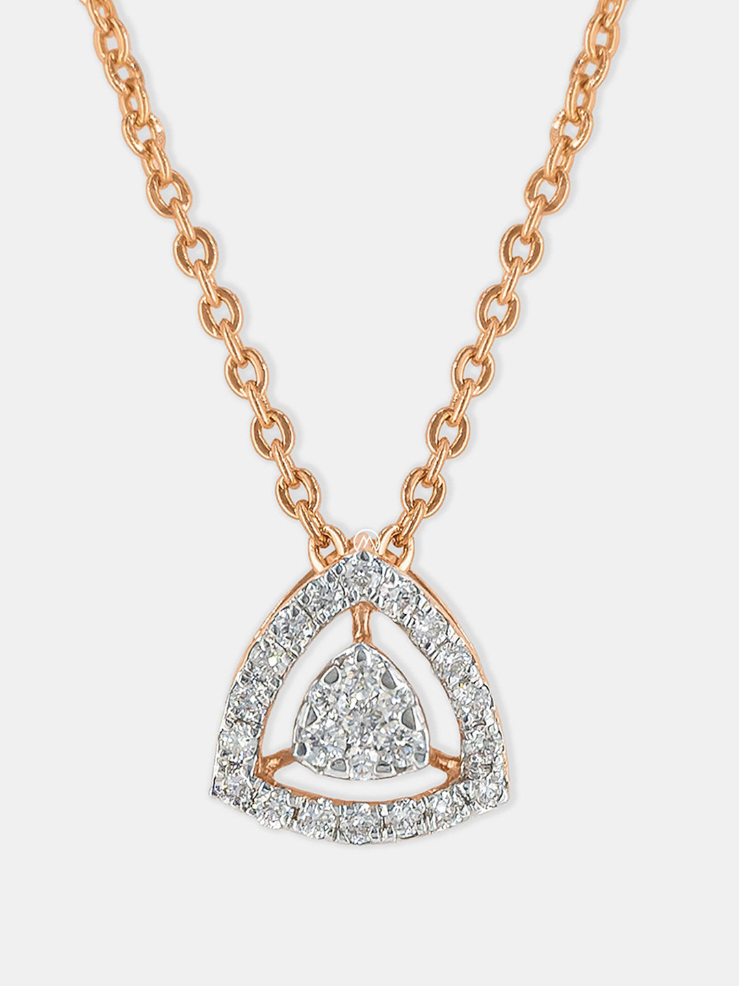 MAIORA 14 Kt Trilogy 0.28 Diamond Pendant Rose Gold 0.7 g