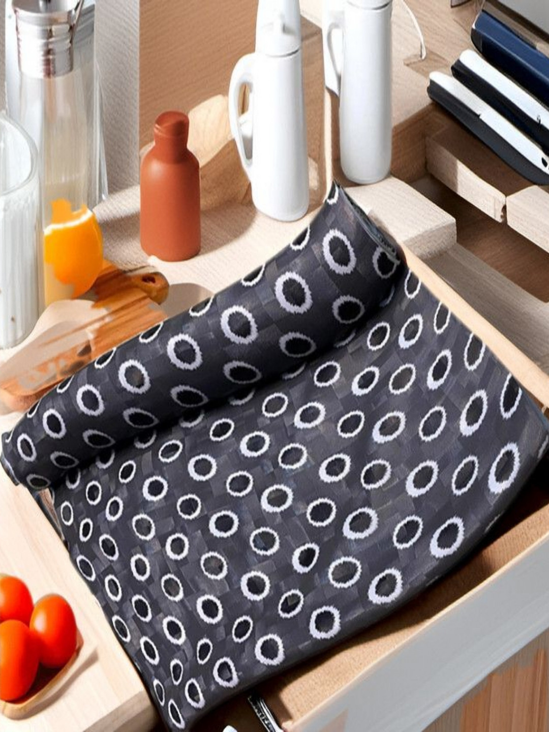 REVEXO Black Printed Water Resistant Shelf Liner Organisers