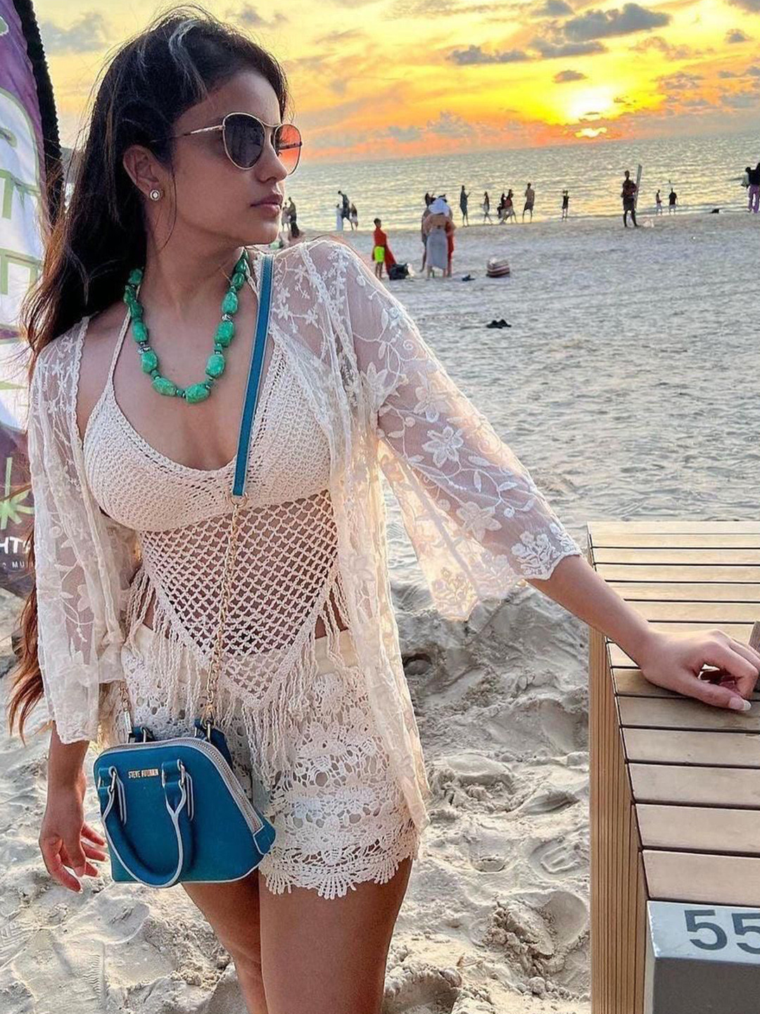 Miss Mosa By Akanksha  White 3 Pieces Self Design Cynthia Resort Wear Top & Shorts with Shrug