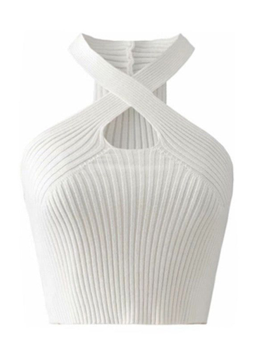 Miss Mosa By Akanksha  White Sansa Statement Summer Tank Top