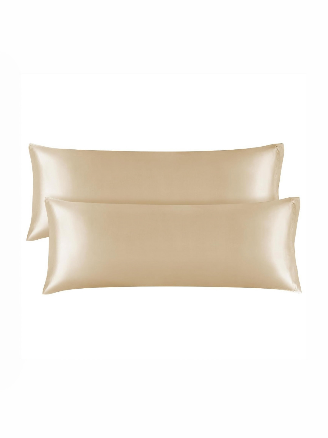 DEHMAN Gold-Toned 2 Pieces Pure Silk Rectangle Shape Pillow Covers