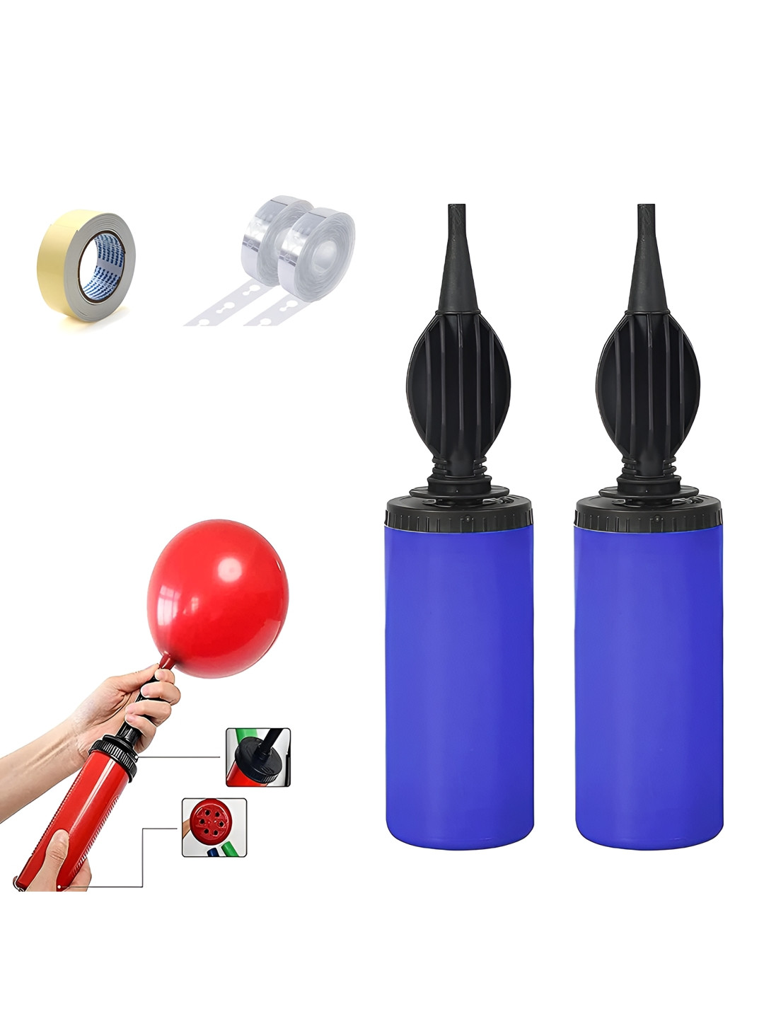 Special You 4-Pcs Blue Balloon Pumps & Double Sided Tape