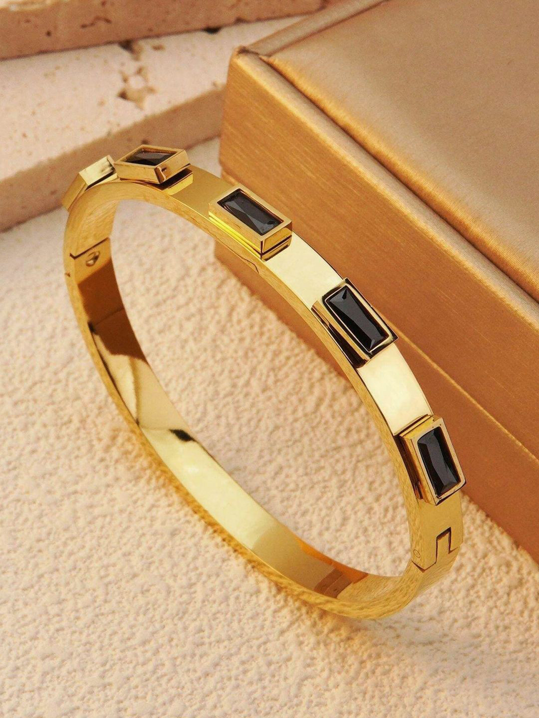 Jewels Galaxy Crystals Gold-Plated Bangle-Style Bracelet