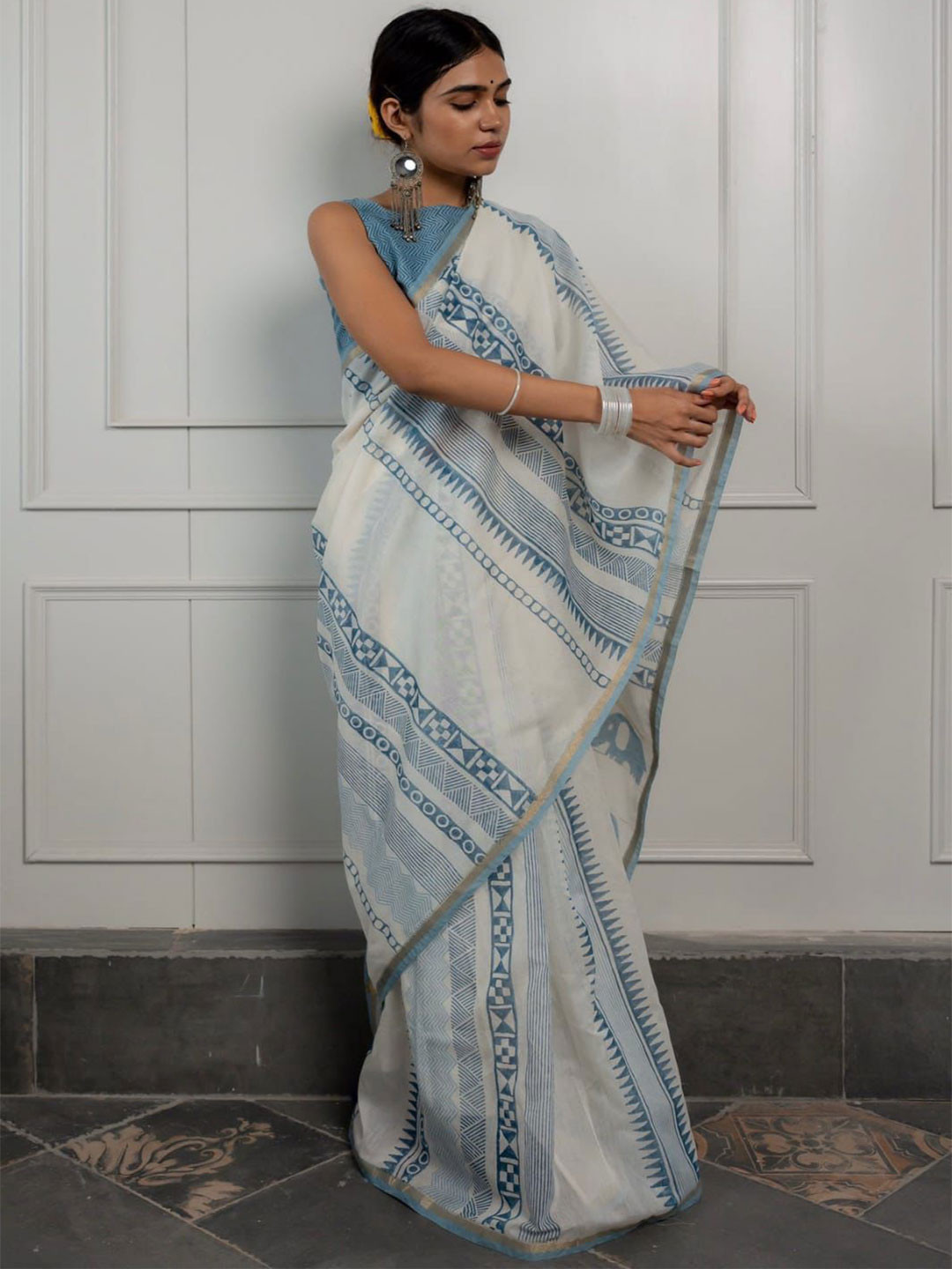 Moda Rapido Zari Pure Cotton Chanderi Saree