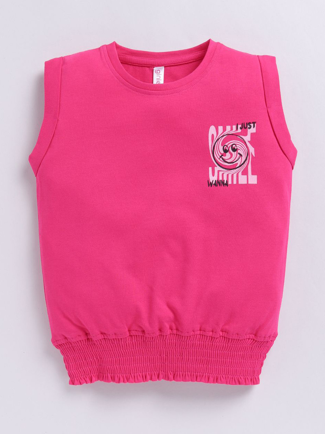 Ginie Girls Pocket Printed Smocked Top