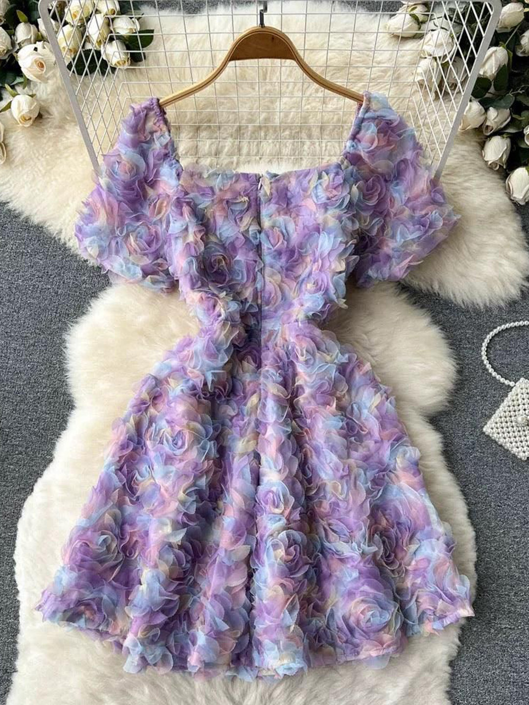 Miss Mosa By Akanksha  Purple Lexis 3D Floral Dress