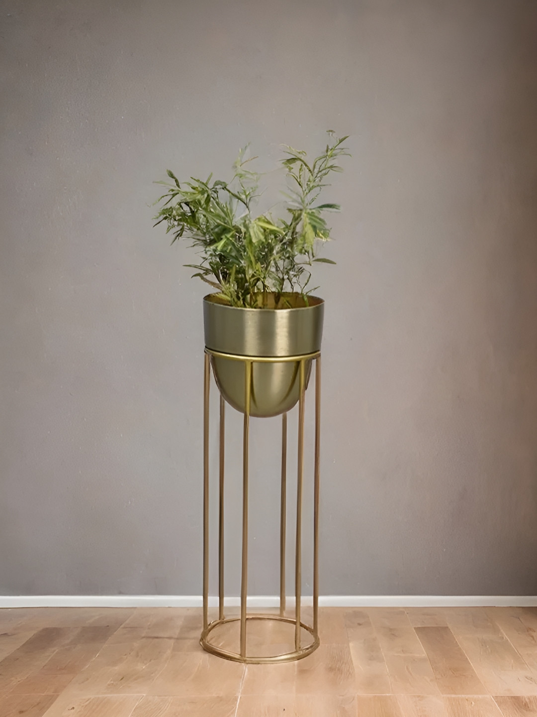Royaloak Gold-Toned Floor Planter With Stand