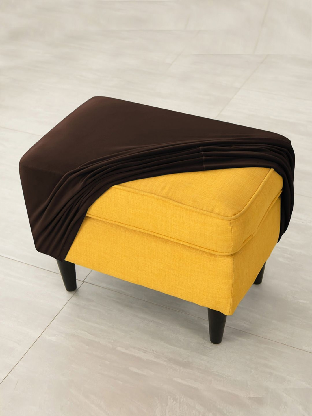 HOKIPO Brown 210 GSM Stretchable Foot Stool Ottoman Cover