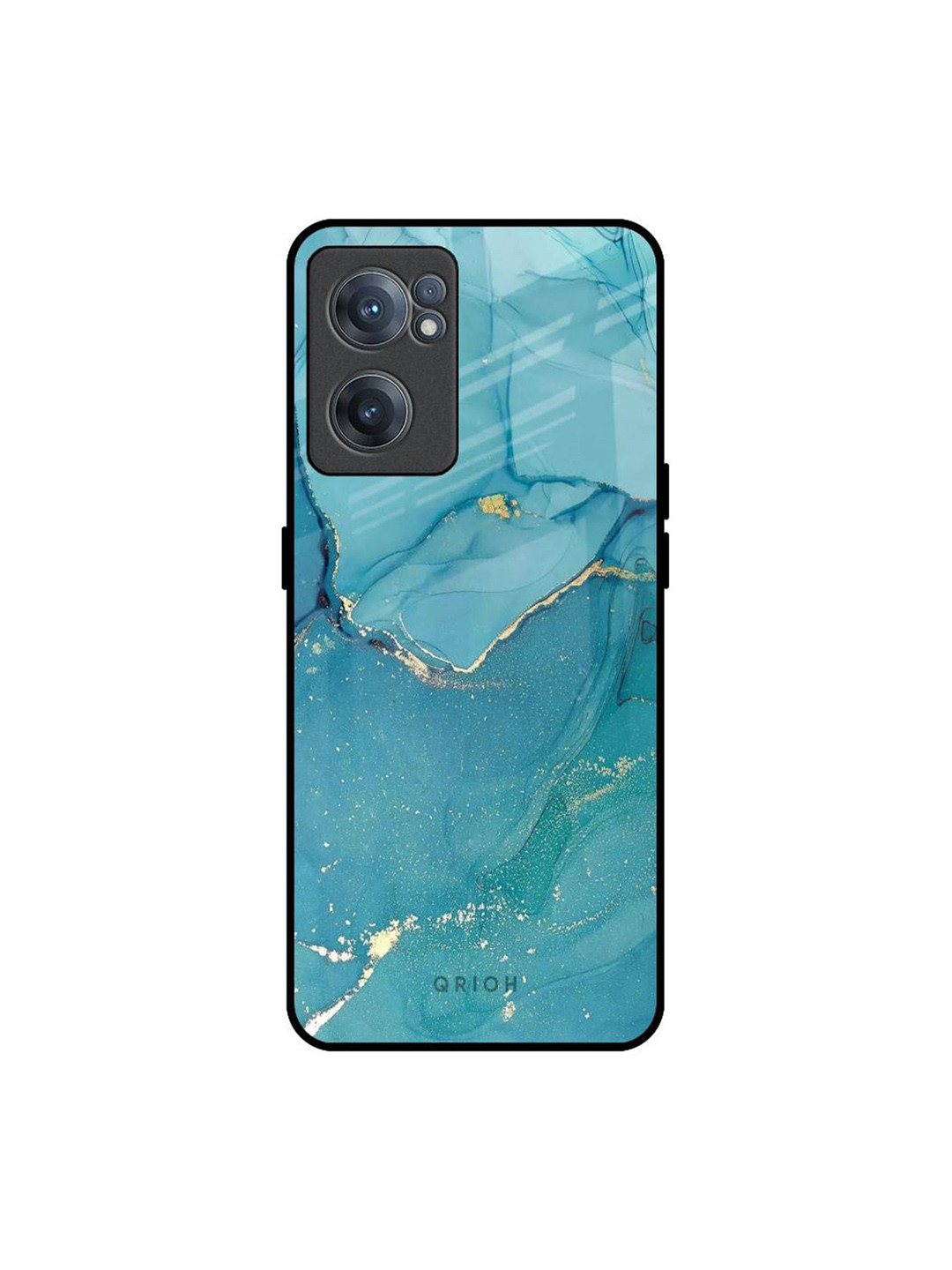QRIOH Blue Golden Glitter Real Printed OnePlus Nord CE 2 Back Case