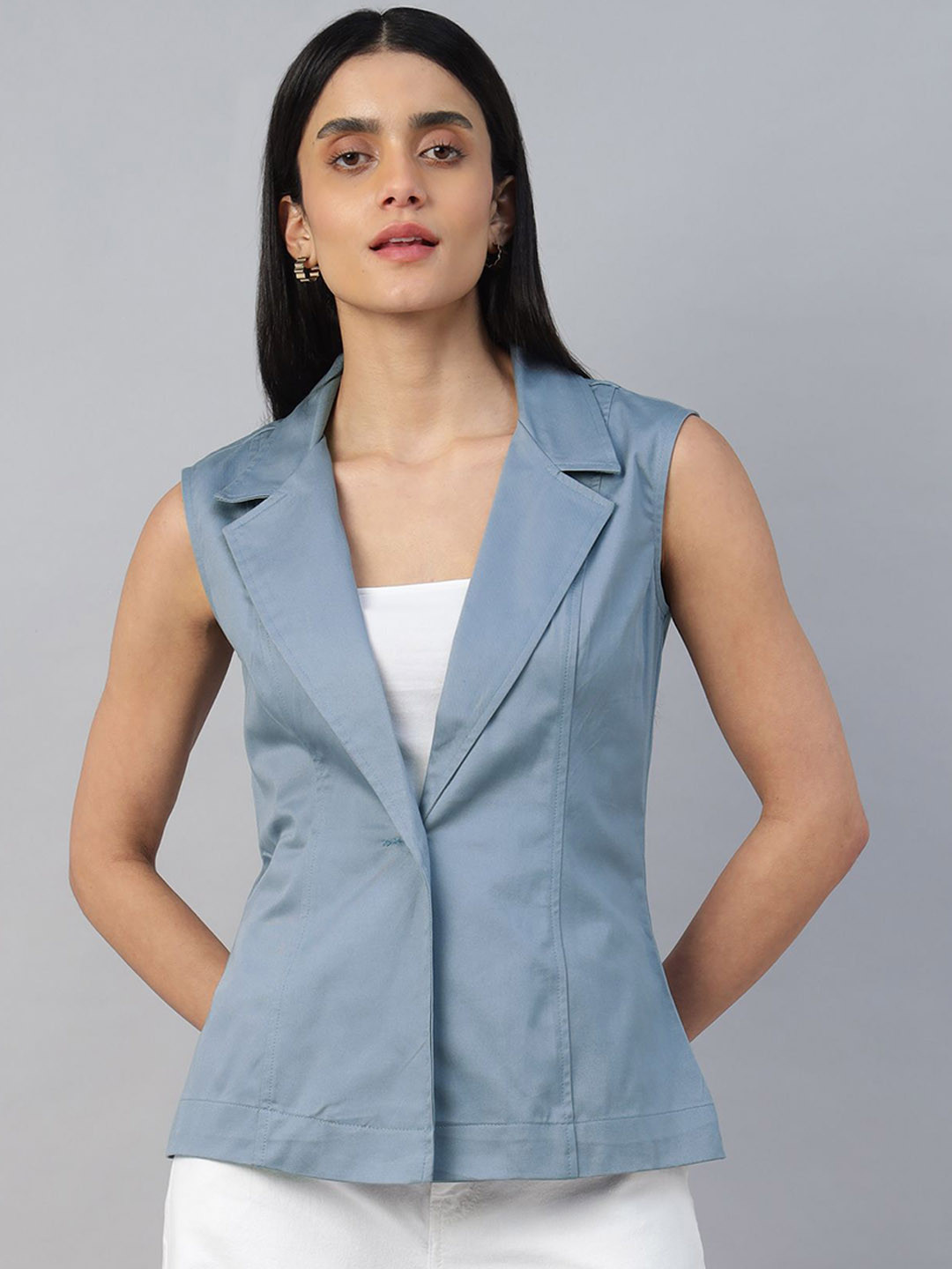 Sands of India Women Lapel Collar Solid Waistcoat