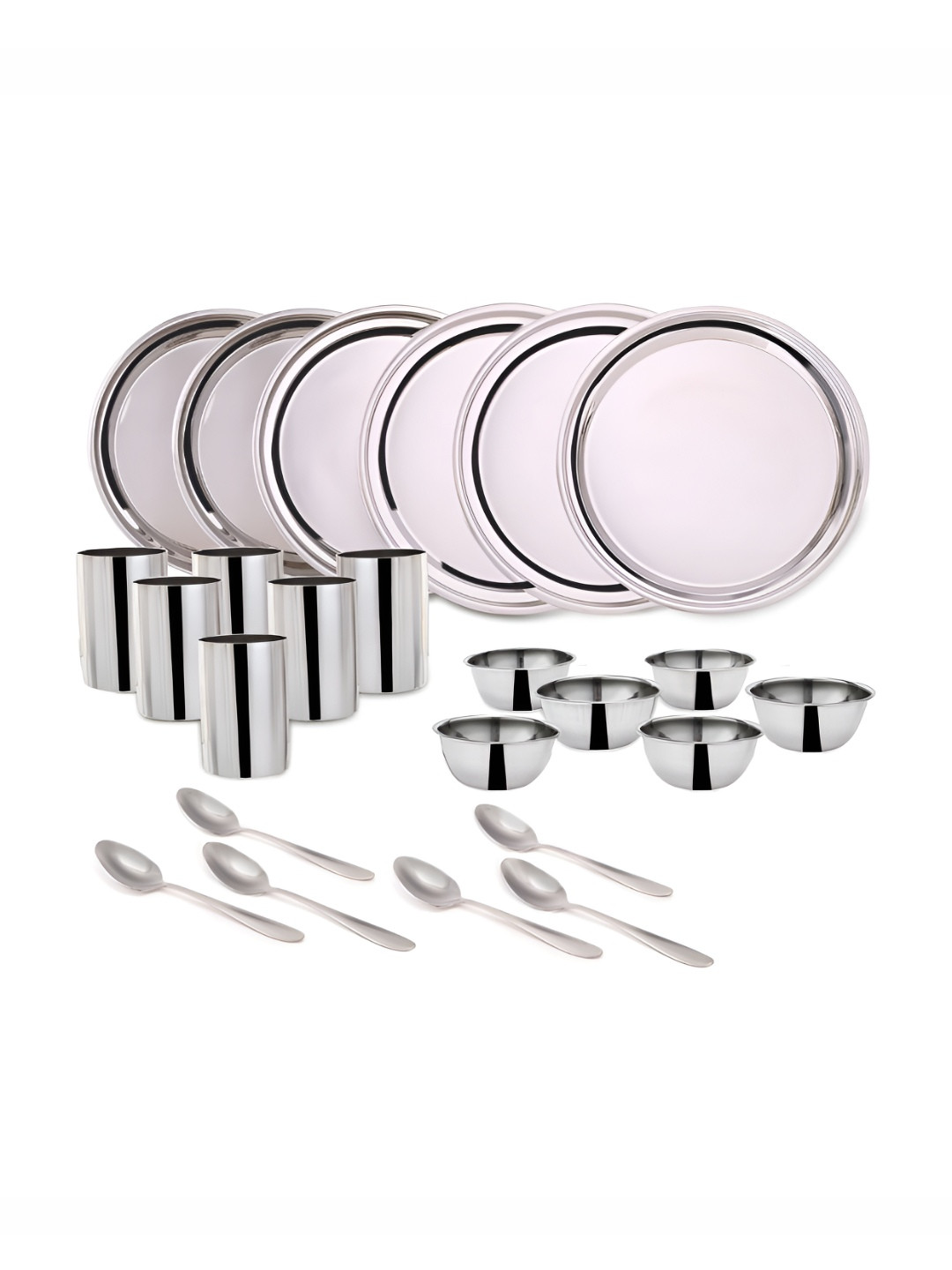 Wonderchef Venice Silver Solid Stainless Steel Easy to Clean 24 Piece Dinner Set