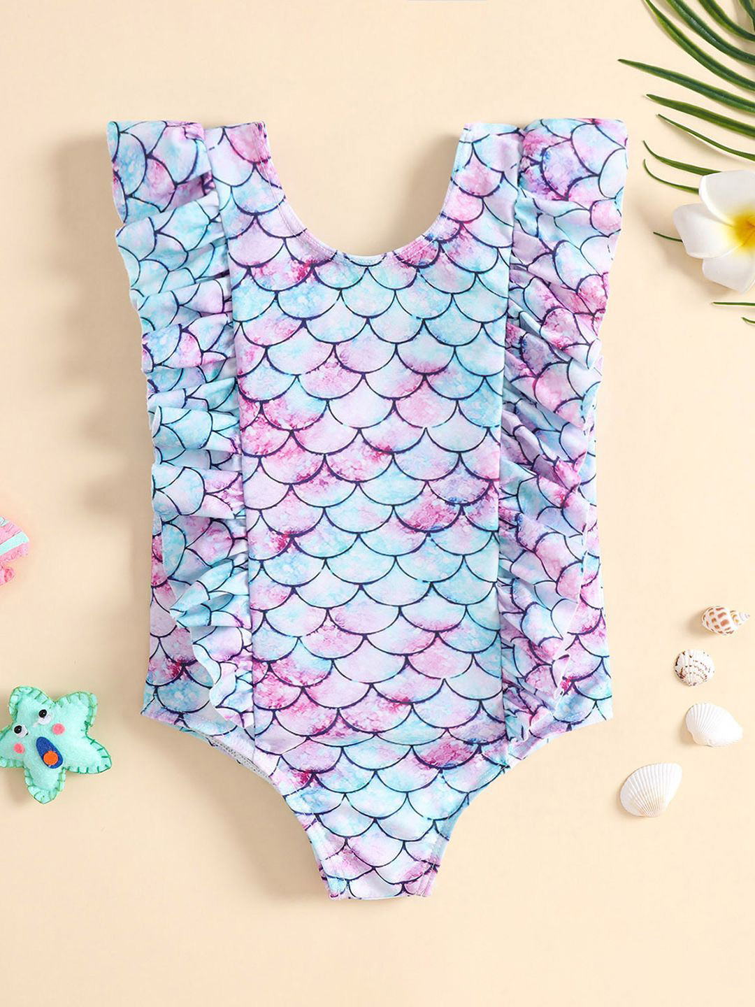 YK Girls Abstract Printed Swimwear Bodysuit