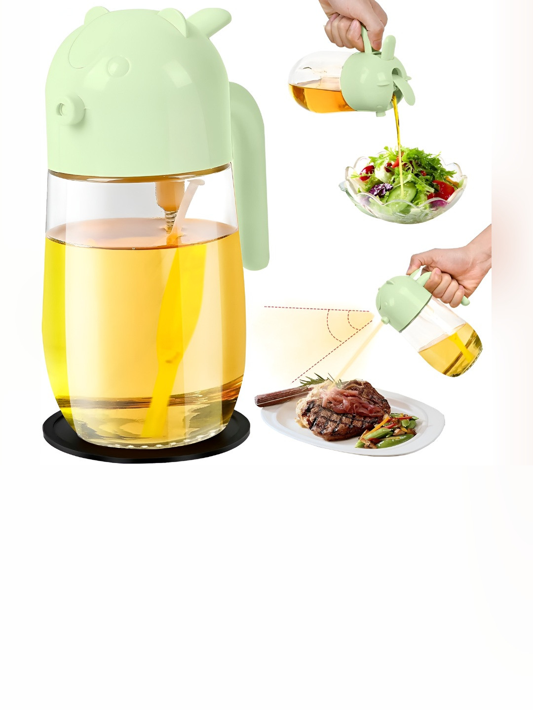 Baskety Green Glass Dishwasher and Microwave Safe Oil Dispenser 580ml