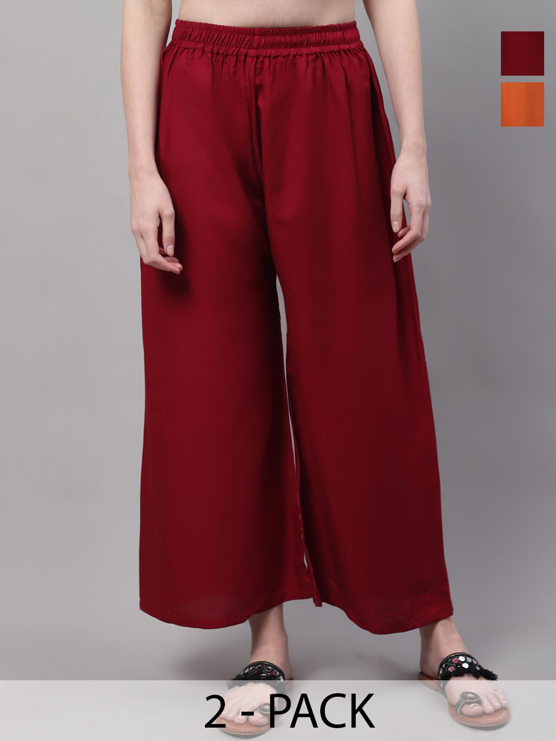 Valles365 by S.C. Women Pack of 2 Flared Palazzos
